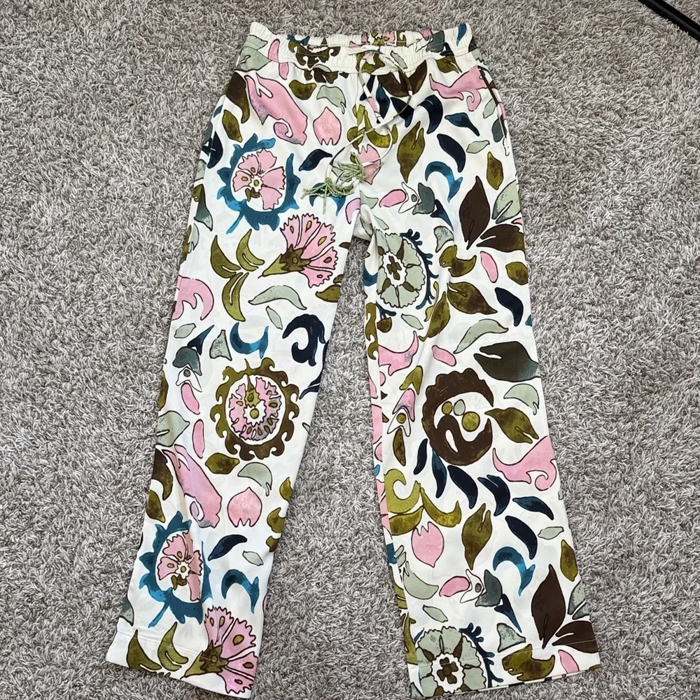 Joie Wide Leg Stretch Pants Floral Pink Green Blue size Small - Picture 1 of 9